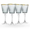 Wine & Champagne|Godinger Cristine Smoke Gold Rim White Wine Glass, Set of 4