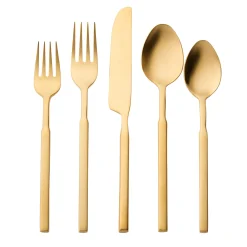 Flatware Sets|Godinger Cubit Matte Gold 18/10 Stainless Steel 20 Piece Flatware Set, Service For 4