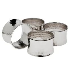 Napkin Rings|Godinger Curved Hammered Napkin Ring Set