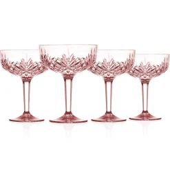 Martini & Coupes|Acrylic|Godinger Dublin Acrylic Blush Champagne Coupe, Set of 4