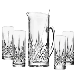 Dublin Glassware|Godinger Dublin Crystal 6 Piece Pitcher & Tom Collins Set