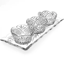 Relish Dish|Dublin Kitchen|Godinger Dublin Crystal 4 Piece Scalloped Appetizer Server Set