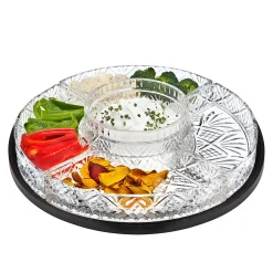 Specialty Serving|Dublin Kitchen|Godinger Dublin Crystal 5 Section Lazy Susan