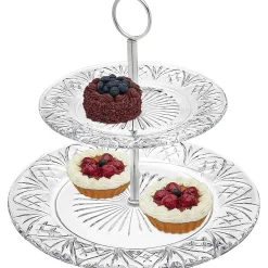 Specialty Serving|Dublin Kitchen|Godinger Dublin Crystal 2 Tiered Serving Stand