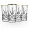 Dof & Highball|Dublin Glassware|Godinger Dublin Crystal Gold Rim Highball, Set of 4