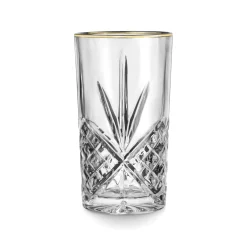 Dof & Highball|Dublin Glassware|Godinger Dublin Crystal Gold Rim Highball, Set of 4