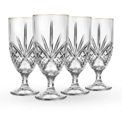 Dublin Glassware|Godinger Dublin Crystal Gold Rim Ice Tea Glass, Set of 4
