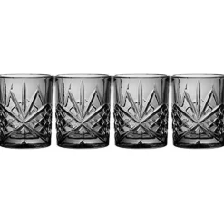 Dof & Highball|Dublin Glassware|Godinger Dublin Crystal Midnight Double Old Fashion, Set of 4