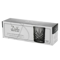 Dof & Highball|Dublin Glassware|Godinger Dublin Crystal Midnight Double Old Fashion, Set of 4