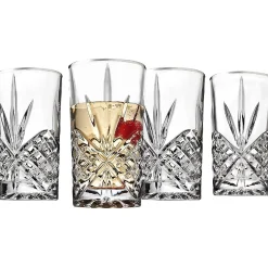 Dof & Highball|Dublin Glassware|Godinger Dublin Crystal Platinum Rim Highball, Set of 4