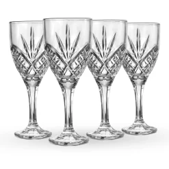 Wine & Champagne|Dublin Glassware|Godinger Dublin Crystal Platinum Rim Goblet, Set of 4
