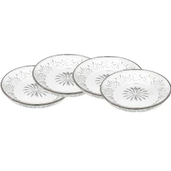 Salad Plates|Dublin Dining|Godinger Dublin Crystal Platinum Rim Dessert Plate, Set of 4