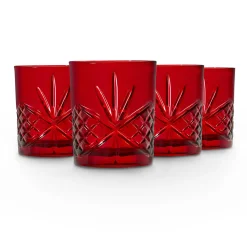 Dof & Highball|Dublin Glassware|Godinger Dublin Crystal Red Double Old Fashion, Set of 4