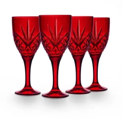 Dublin Glassware|Godinger Dublin Crystal Red Goblet, Set of 4