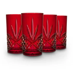 Dof & Highball|Dublin Glassware|Godinger Dublin Crystal Red Highball, Set of 4