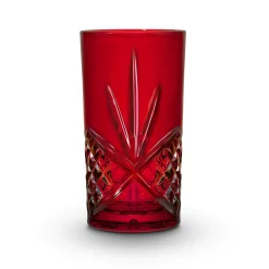 Dof & Highball|Dublin Glassware|Godinger Dublin Crystal Red Highball, Set of 4