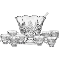 Dublin Glassware|Godinger Dublin Crystal Scalloped 10 Piece Punch Set