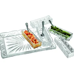 Serving Trays|Dublin Kitchen|Godinger Dublin Crystal Scalloped 11 Piece Serving Tray Set