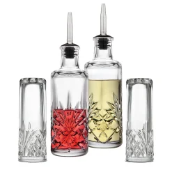 Salt & Pepper|Specialty Serving|Godinger Dublin Crystal Serve Oil, Vinegar & Salt Pepper Set