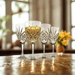 Wine & Champagne|Godinger Dublin Crystal White Wine, Set of 4