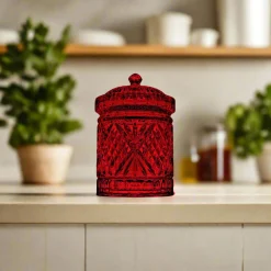 Kitchen Storage|Dublin Kitchen|Godinger Dublin Red Crystal Kitchen Canister