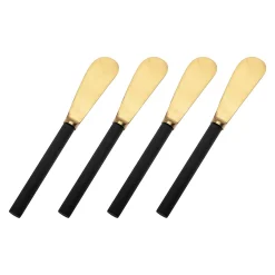 Appetizer Sets|Godinger Encalmo Textured Black & Gold Spreader Set