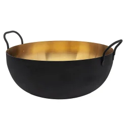 Serving Bowls|Godinger Encalmo Textured Black & Gold Salad Bowl