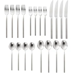 Flatware Sets|Godinger Esagono Matte 18/10 Stainless Steel 20 Piece Flatware Set, Service For 4