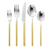 Flatware Sets|Godinger Esagono Matte Gold 18/10 Stainless Steel 20 Piece Flatware Set, Service For 4
