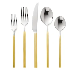 Flatware Sets|Godinger Esagono Matte Gold 18/10 Stainless Steel 20 Piece Flatware Set, Service For 4