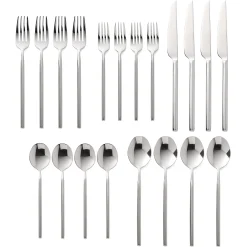 Flatware Sets|Godinger Esagono Mirrored 18/10 Stainless Steel 20 Piece Flatware Set, Service For 4