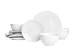 Fine Dinnerware|Godinger Freemont Porcelain 12 Piece Dinnerware Set, Service for 4