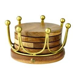 Coasters|Godinger Gold Crown Coaster Set