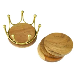 Coasters|Godinger Gold Crown Coaster Set