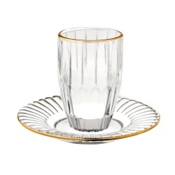 Kiddish Cups|Godinger Gold Rim Pleat Crystal Kiddush Set