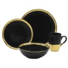 Fine Dinnerware|Godinger Golden Onyx 4 Piece Dinner Set, Service For 1