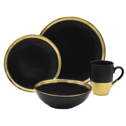 Fine Dinnerware|Godinger Golden Onyx 4 Piece Dinner Set, Service For 1
