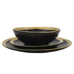 Fine Dinnerware|Godinger Golden Onyx 4 Piece Dinner Set, Service For 1