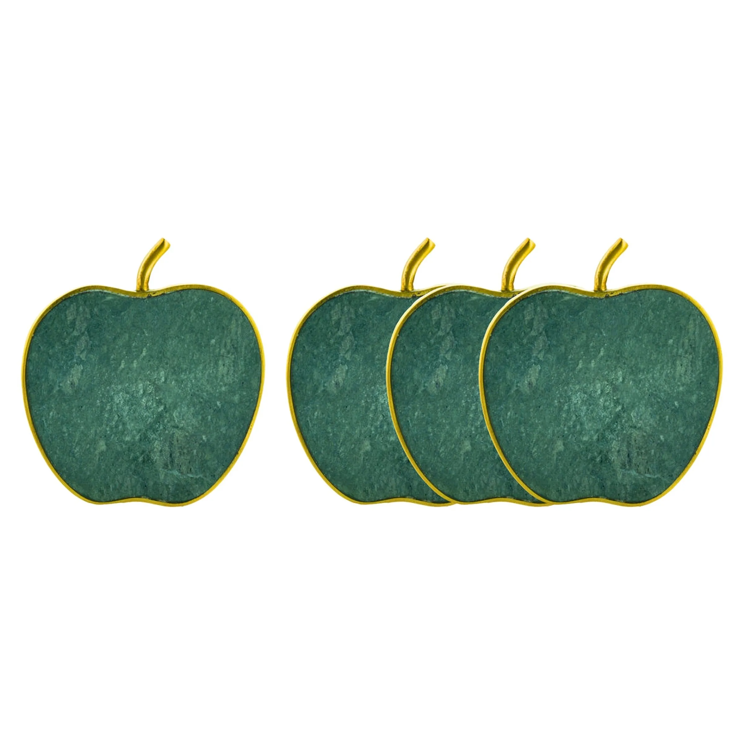 Coasters|Godinger Green Marble Apple Coaster Set
