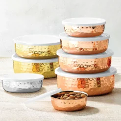 Kitchen Storage|Godinger Hammered Copper 5 Piece Storage Bowl Set