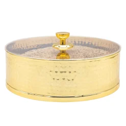 Kitchen Storage|Godinger Hammered Gold Stainless Matzah Storage