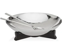Serving Bowls|Godinger Hammered Oversized Salad Bowl With Salad Servers