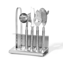 Barware Sets|Godinger Hammered Stainless Steel 9 Piece Bar Tool Set