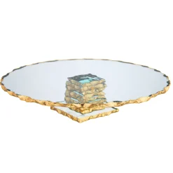 Cake Stands|Godinger Harper Gold Edge Large Footed Cake Stand