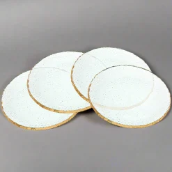 Salad Plates|Godinger Harper Gold Edge Round Dessert Plates, Set of 4