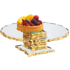 Cake Stands|Godinger Harper Gold Edge Small Footed Cake Stand