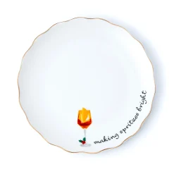 Appetizer Sets|Godinger Holiday Cheers Gold Rim Appetizer Plate, Set of 6