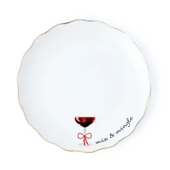 Appetizer Sets|Godinger Holiday Cheers Gold Rim Appetizer Plate, Set of 6