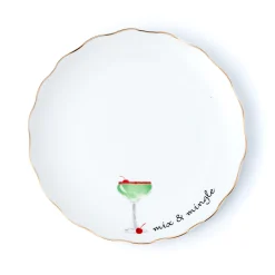 Appetizer Sets|Godinger Holiday Cheers Gold Rim Appetizer Plate, Set of 6