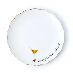 Appetizer Sets|Godinger Holiday Cheers Gold Rim Appetizer Plate, Set of 6